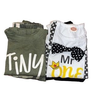 𝅺TWO infant outfits sizes 12mo and euro 90 (18-24mo), Garanimals and Shein